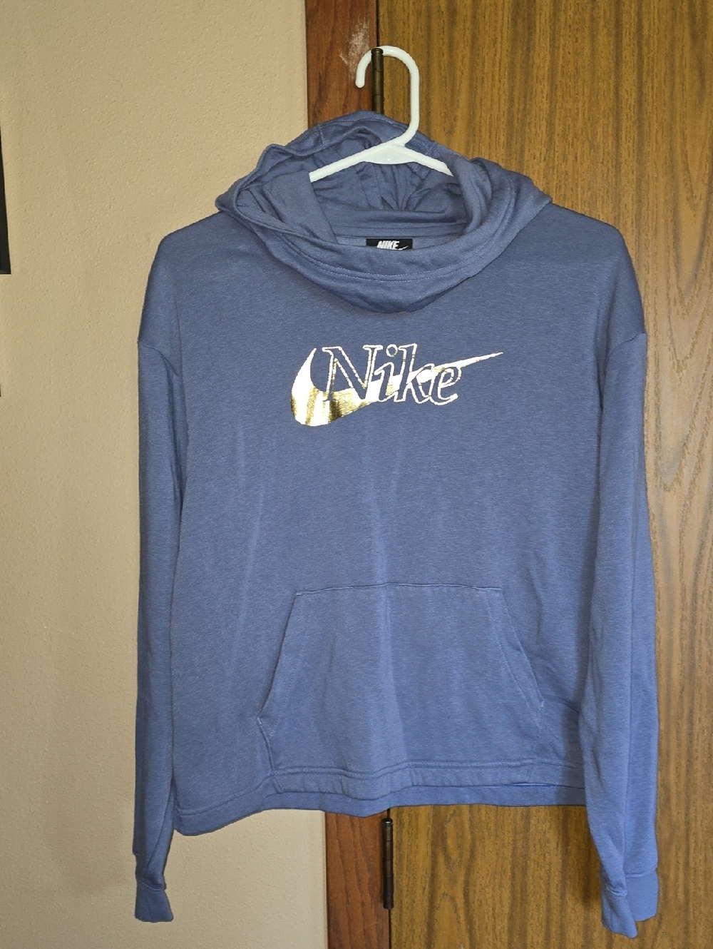 Nike Slate Blue Women's Hooded Pullover with Metallic Gold Logo